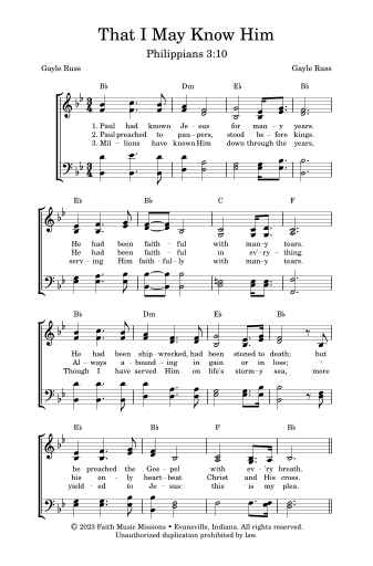 That I May Know Him - SATB