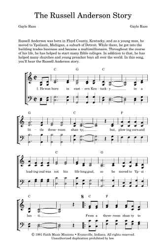 The Russell Anderson Story - SATB