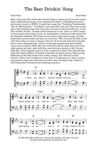 The Beer Drinkin' Song - SATB
