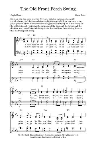The Old Front Porch Swing - SATB