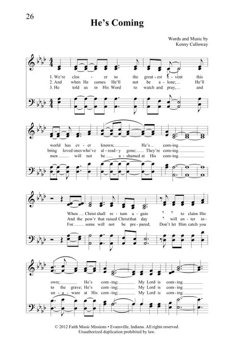 He's Coming - SATB — Faith Music Missions