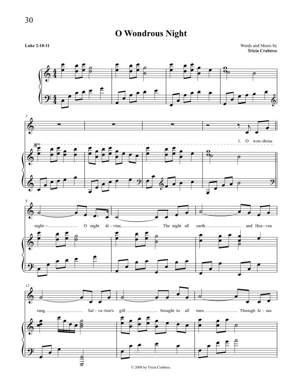 O Wondrous Night - Vocal Solo & Piano